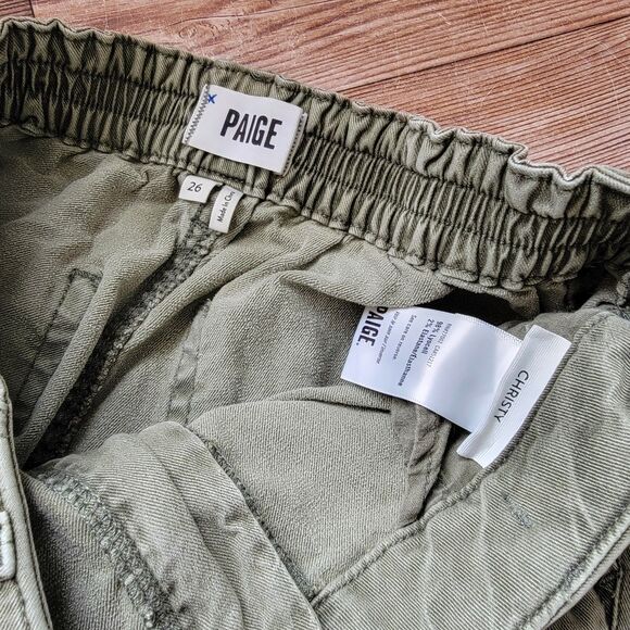Paige Pants Womens 26 Green Christy Stretch Drawstring Elastic Waist Straight - Picture 10 of 11